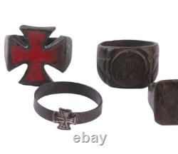 Ensemble de bagues allemandes de la WWII Allemagne 6 pcs Armée Wehrmacht force Lion Croix de fer Art