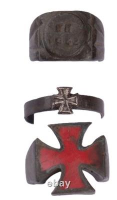 Ensemble de bagues allemandes de la WWII Allemagne 6 pcs Armée Wehrmacht force Lion Croix de fer Art