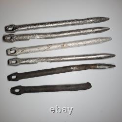 Ensemble de piquets de tente Zeltbahn de l'armée allemande de la Seconde Guerre mondiale (6) en aluminium et acier avec marque du fabricant