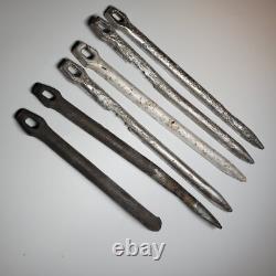 Ensemble de piquets de tente Zeltbahn de l'armée allemande de la Seconde Guerre mondiale (6) en aluminium et acier avec marque du fabricant