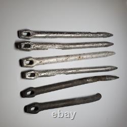 Ensemble de piquets de tente Zeltbahn de l'armée allemande de la Seconde Guerre mondiale (6) en aluminium et acier avec marque du fabricant