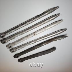 Ensemble de piquets de tente Zeltbahn de l'armée allemande de la Seconde Guerre mondiale (6) en aluminium et acier avec marque du fabricant