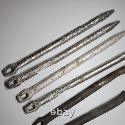 Ensemble de piquets de tente Zeltbahn de l'armée allemande de la Seconde Guerre mondiale (6) en aluminium et acier avec marque du fabricant