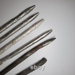 Ensemble de piquets de tente Zeltbahn de l'armée allemande de la Seconde Guerre mondiale (6) en aluminium et acier avec marque du fabricant