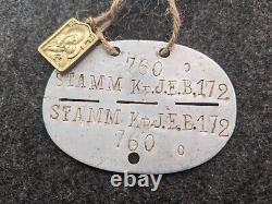 Étiquette d'identification d'un soldat allemand de l'armée de la Seconde Guerre mondiale - Relique d'un bataillon original