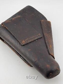 Étui de ceinture en cuir de police allemand de l'ère de la Seconde Guerre mondiale pour pistolet Sauer 38H - Cuir noir