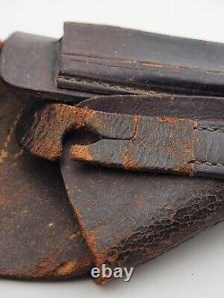 Étui de ceinture en cuir de police allemand de l'ère de la Seconde Guerre mondiale pour pistolet Sauer 38H - Cuir noir
