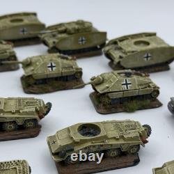 Flammes de guerre peinte lot d'armée de chars et véhicules allemands de la Seconde Guerre mondiale, miniatures 15 mm, énorme ensemble