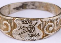 Force aérienne 22. VI. 1941 Chasseur Seconde Guerre mondiale Allemand anneau WWII Allemagne Armée Wehrmacht Horreur