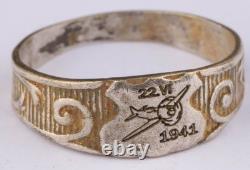 Force aérienne 22. VI. 1941 Chasseur Seconde Guerre mondiale Allemand anneau WWII Allemagne Armée Wehrmacht Horreur