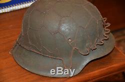 Guerre Mondiale 2 Armée Allemande / Heer M42 Combat Helmetwith Demi Wire Basket