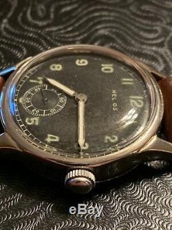 Helios Dh Militaire De L'armée Allemande Wristwatch Wehrmacht Seconde Guerre Mondiale Fonctionne Très Bien