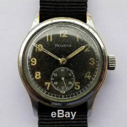 Helvetia Dh Swiss Cal. 82a Seconde Guerre Mondiale Guerre Armée Allemande Pilote Militaire Noire Montre-bracelet