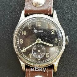 Helvetia Dh Swiss Seconde Guerre Mondiale Guerre Pilote Armée Allemande Militaire Black Vintage Montre-bracelet
