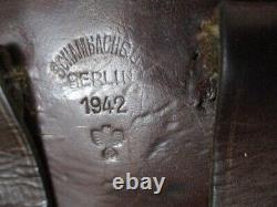 Holster en cuir allemand de l'ère de la Seconde Guerre mondiale pour pistolet Luger P08 daté de 1942 - BEAU