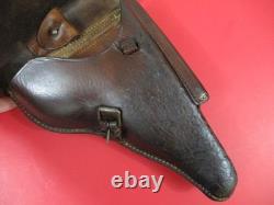 Holster en cuir de l'armée allemande de la WWII pour pistolet P08 Luger avec preuve d'aigle WaA47, en bon état