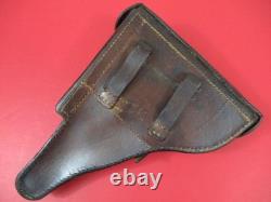Holster en cuir de l'armée allemande de la WWII pour pistolet P08 Luger avec preuve d'aigle WaA47, en bon état
