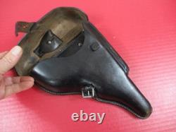 Holster en cuir de l'armée allemande de la WWII pour pistolet P08 Luger marqué eqr au-dessus de 42 BEAU