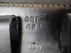 Holster en cuir de l'armée allemande de la WWII pour pistolet P08 Luger marqué eqr au-dessus de 42 BEAU