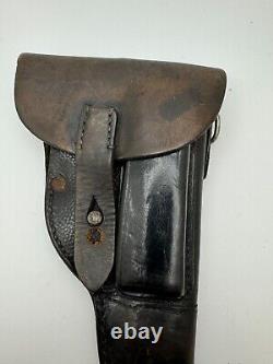 Holster en cuir pour pistolet Sauer modèle H 38H de la police allemande de l'époque de la Seconde Guerre mondiale remanié