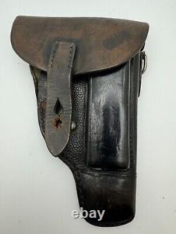 Holster en cuir pour pistolet Sauer modèle H 38H de la police allemande de l'époque de la Seconde Guerre mondiale remanié