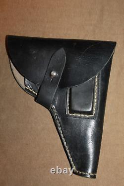 Holster original en cuir noir de l'armée allemande de la Seconde Guerre mondiale pour pistolet Browning M1922, non marqué