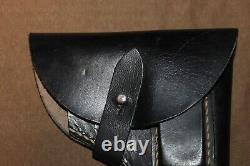 Holster original en cuir noir de l'armée allemande de la Seconde Guerre mondiale pour pistolet Browning M1922, non marqué