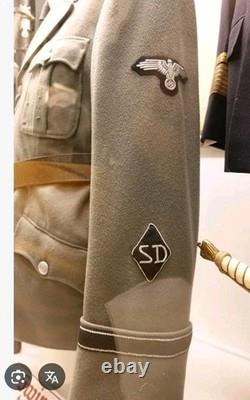 Insigne de manche SS SD de la WWII authentique allemande, écusson noir de l'Armée Heer uniforme
