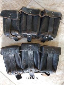 Jolies pochettes en cuir noir de l'armée allemande Wehrmacht de la Seconde Guerre mondiale