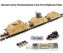 Kit de 3 voitures de draisine blindée de l’armée allemande à l’échelle N avec motorisation, Seconde Guerre mondiale