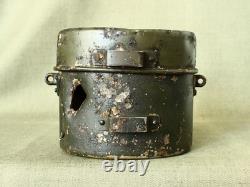 Kit de cuisine en aluminium de l'armée allemande d'origine de la Seconde Guerre mondiale / type italien / avec dommages de bataille
