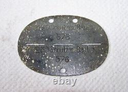 La Seconde Guerre mondiale 250 SCHUTZM. BATL. Police auxiliaire de l'armée allemande Étiquette d'identification militaire pour chien