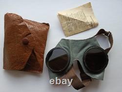 Lunettes de soleil en cuir de soldat de l'armée allemande Wehrmacht de la Seconde Guerre mondiale avec poches