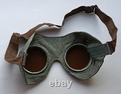 Lunettes de soleil en cuir de soldat de l'armée allemande Wehrmacht de la Seconde Guerre mondiale avec poches