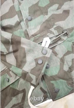 Manteau de camouflage d'hiver réversible blanc et marron éclats de l'armée allemande de la Seconde Guerre mondiale en taille XXL.