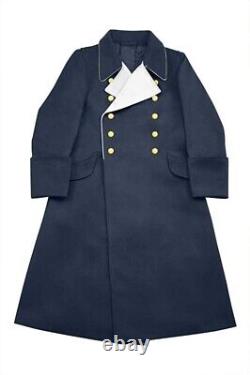 Manteau de tranchée d'armée allemande de la Seconde Guerre mondiale en laine bleu marine repro M32