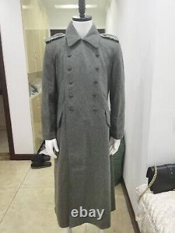 Manteau de tranchée de reproduction de la Seconde Guerre mondiale de l'Armée allemande, taille M, couleur gris vert, en laine, modèle M40