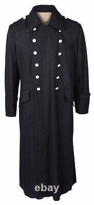 Manteau de tranchée noir en laine reproduisant le grand manteau en laine de l'armée allemande de la Seconde Guerre mondiale pour hommes, taille L