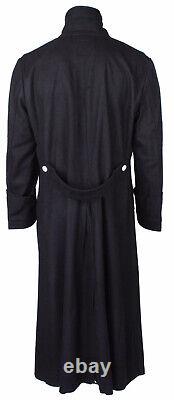 Manteau de tranchée noir en laine reproduisant le grand manteau en laine de l'armée allemande de la Seconde Guerre mondiale pour hommes, taille L