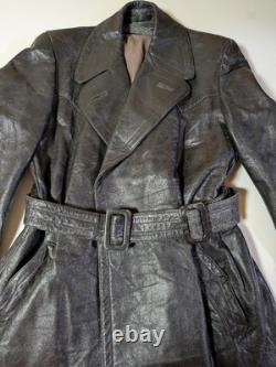 Manteau en cuir de moto des années 40 armée allemande euro vintage WWII taille L-XL