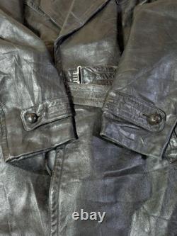 Manteau en cuir de moto des années 40 armée allemande euro vintage WWII taille L-XL