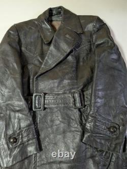 Manteau en cuir de moto des années 40 armée allemande euro vintage WWII taille L-XL