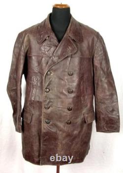 Manteau en cuir marron d'officier de l'armée allemande de la Seconde Guerre mondiale