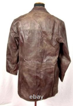 Manteau en cuir marron d'officier de l'armée allemande de la Seconde Guerre mondiale