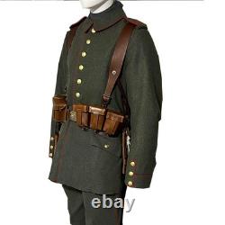 Manteau en laine verte fait à la main de l'uniforme de l'armée allemande de la Première Guerre mondiale, manteau de la Grande Guerre