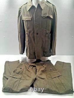 Manteau en laine vintage de l'armée allemande de l'après-guerre et pantalons imperméables G. O. Bucking-Alsfeld