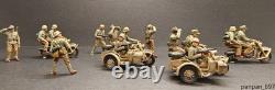 Maquette peinte de l'armée allemande de la Seconde Guerre mondiale en Afrique à l'échelle 1/72 (4 motos, 14 hommes)