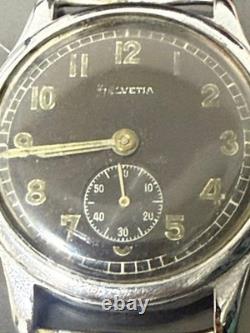 Montre DH Helvetia de l’armée allemande de la Seconde Guerre mondiale, 34 mm, acier inoxydable, d’occasion, révisée
