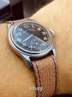 Montre-bracelet militaire rare de l'armée allemande REVUE - SPORT DH boîtier en acier période de la Seconde Guerre mondiale #6469