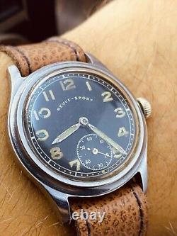 Montre-bracelet militaire rare de l'armée allemande REVUE - SPORT DH boîtier en acier période de la Seconde Guerre mondiale #6469